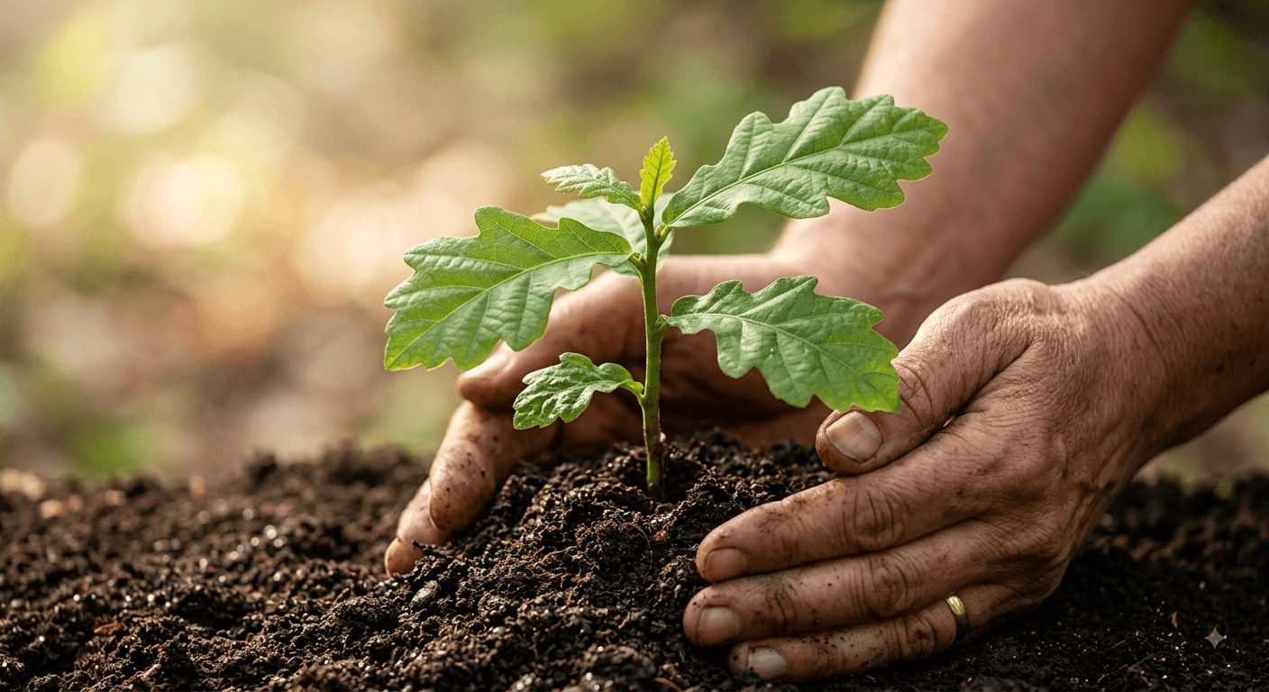 Seed growing from the soil
